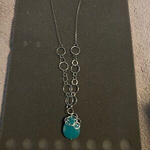 Lia Sophia Silver Necklace with Blue Pendant